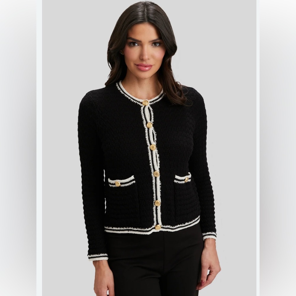 Peace of Cloth Black and White Knit Cardigan Sweater